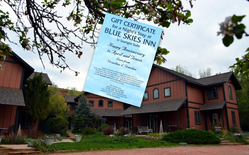 Gift Certificates for Blue Skies Inn
